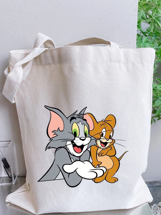 TOM AND JERRY TOTE BAG BEIGE
