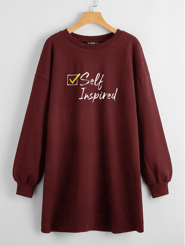 LONG LENGTH SWEATSHIRT MAROON SELF INSPIRED