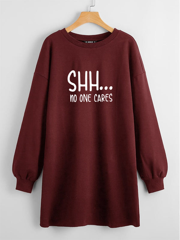 LONG LENGTH SWEATSHIRT MAROON SHH... NO ONE CARES