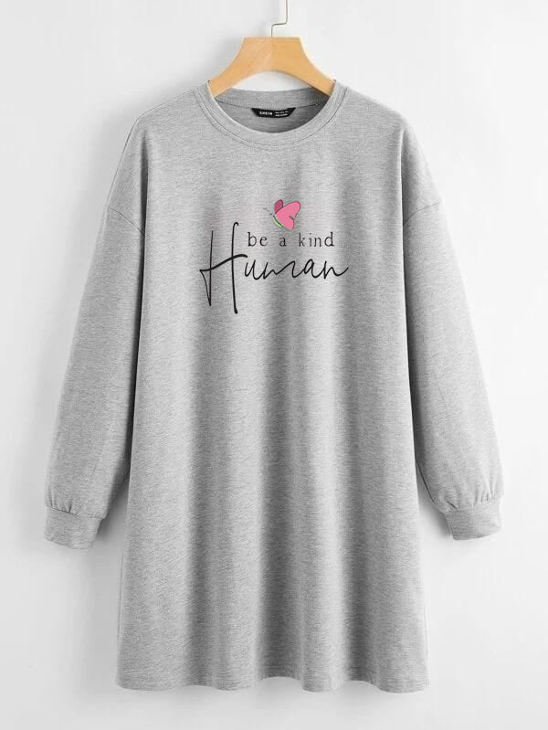 LONG LENGTH SWEATSHIRT GREY BE A KIND HUMAN