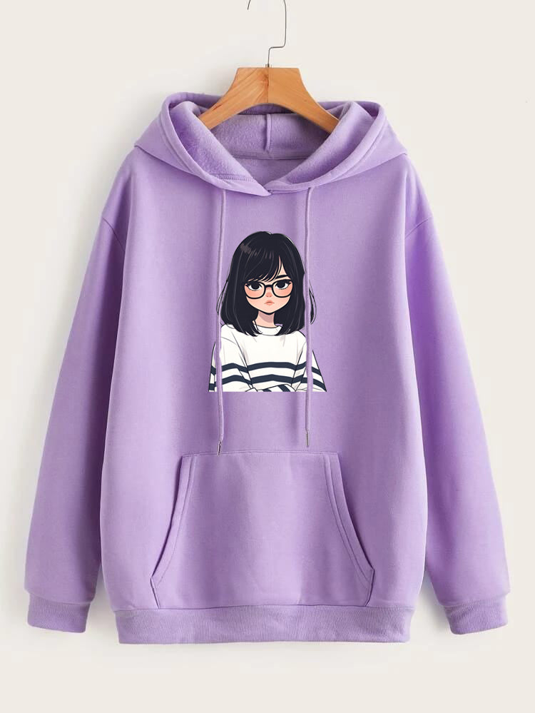 GLASSES GIRL LILAC HOODIE