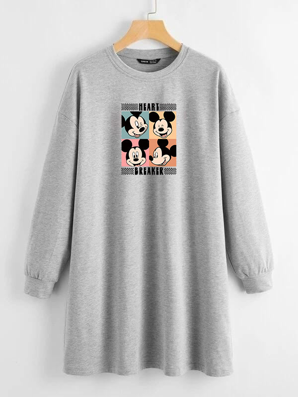 LONG LENGTH SWEATSHIRT GREY HEART BREAKER