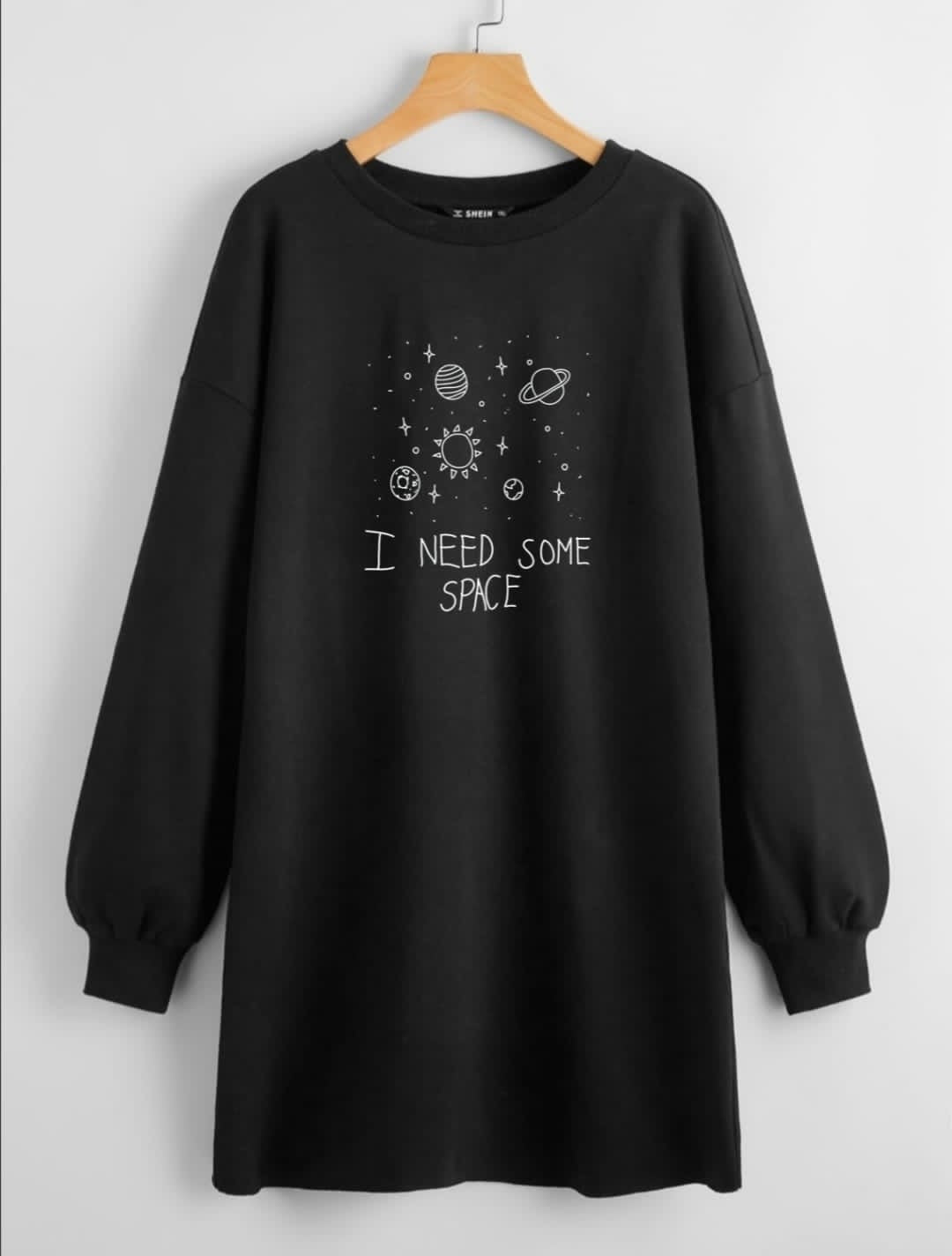 LONG LENGTH SWEATSHIRT BLACK NEED MORE SPACE