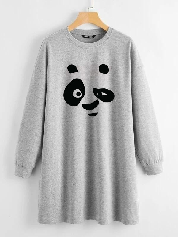 LONG LENGTH SWEATSHIRT GREY NAUGHTY PANDA