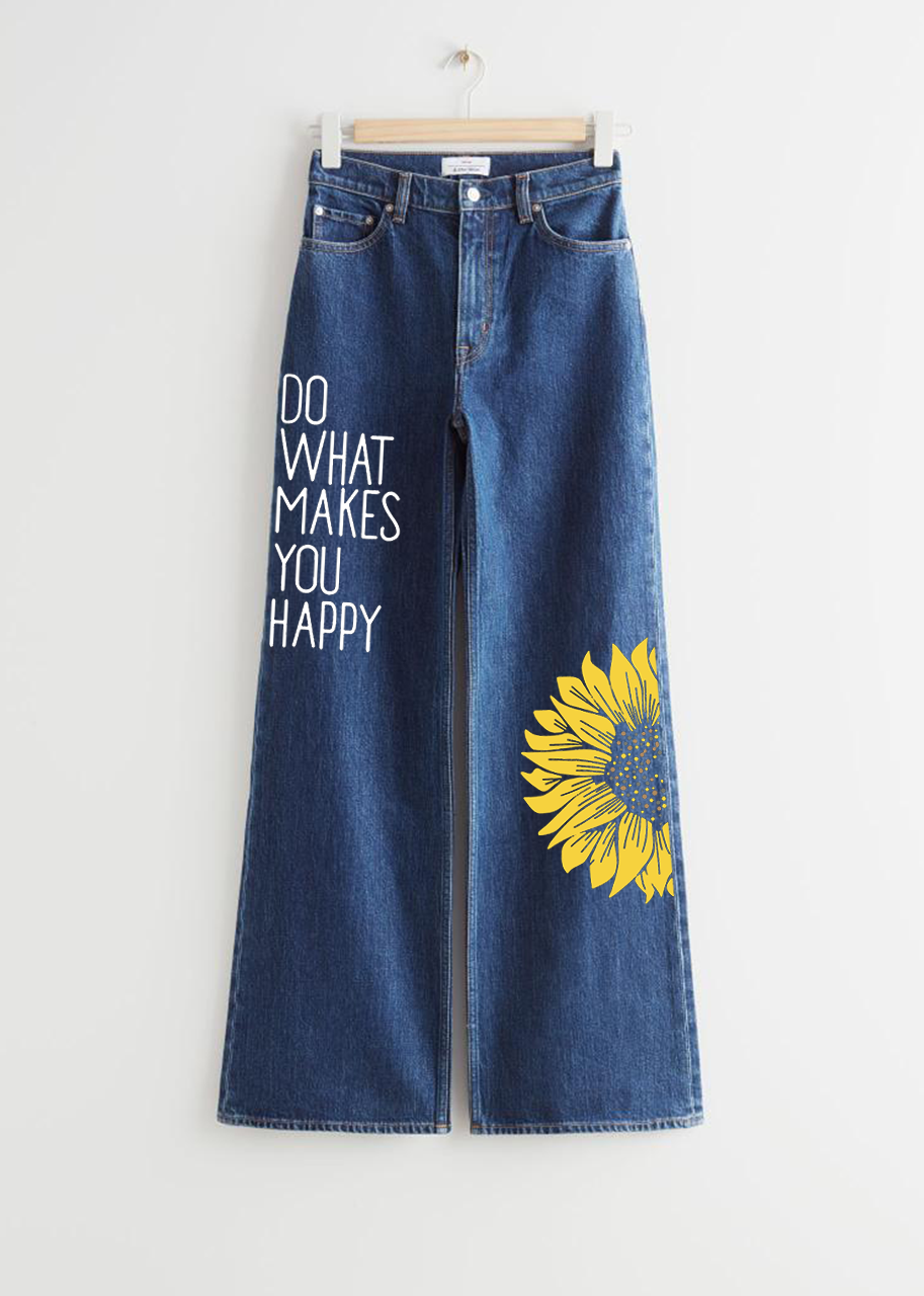 MID BLUE WIDE LEG JEANS DO WHAT MAKES YOU HAPPY