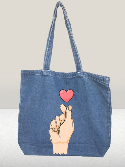 COLOUR LOVE CHARM TOTE BAG DENIM