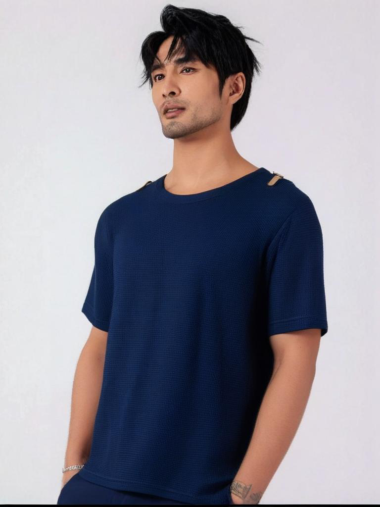 Waffle Knit Tshirt Navy