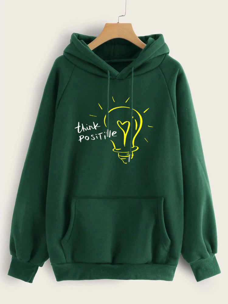 THINK POSITIVE BOTTLE GREEN HOODIE