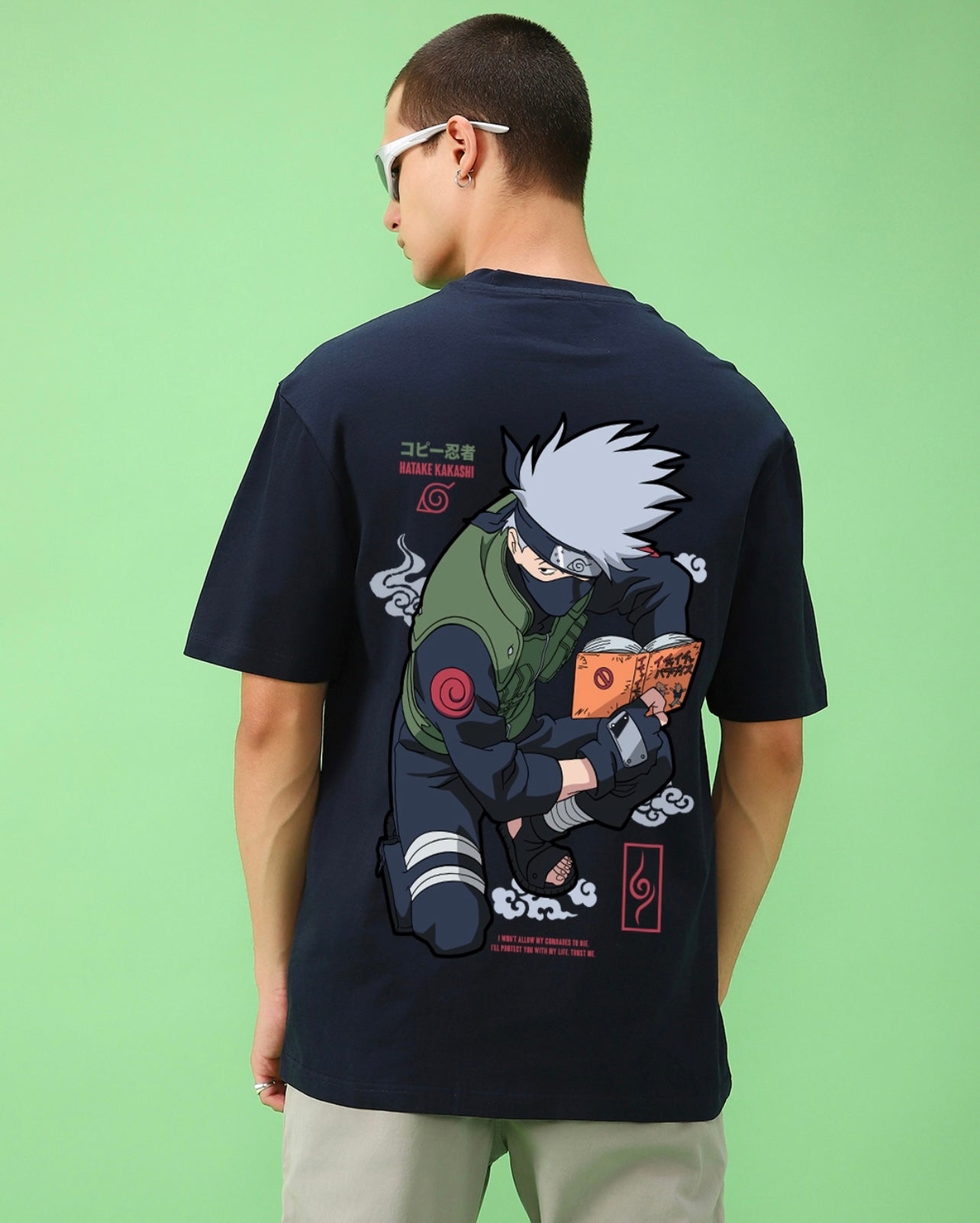 Anime Graphic Oversize Navy Tshirt