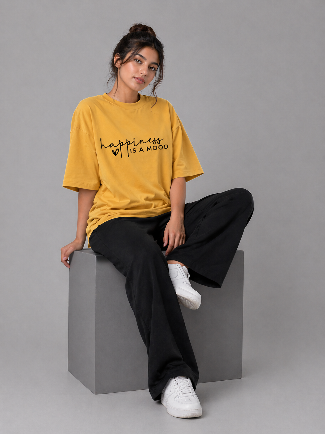 Happiness is a Oversized Tshirt Mustard