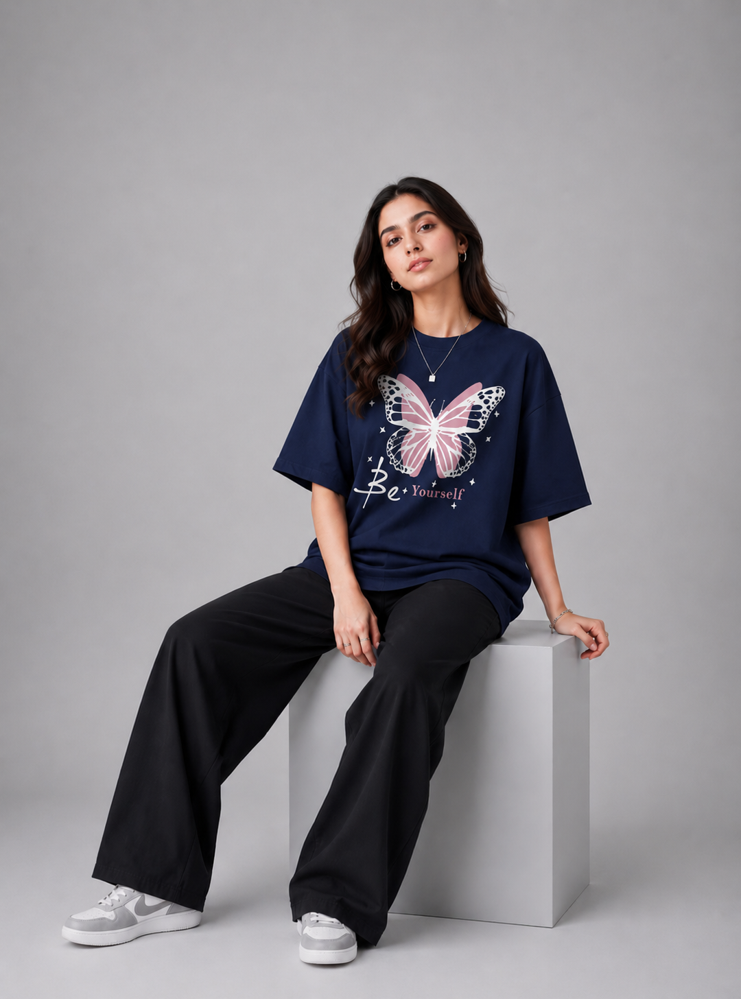 Be' Yourself Oversized Tshirt Navy Blue