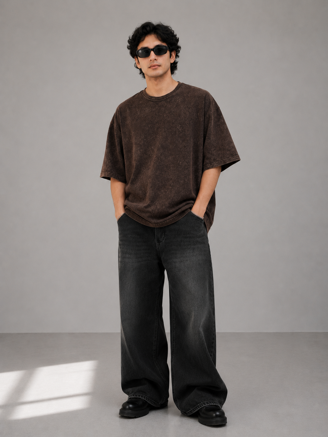 Acid Washed Tshirt - Brown