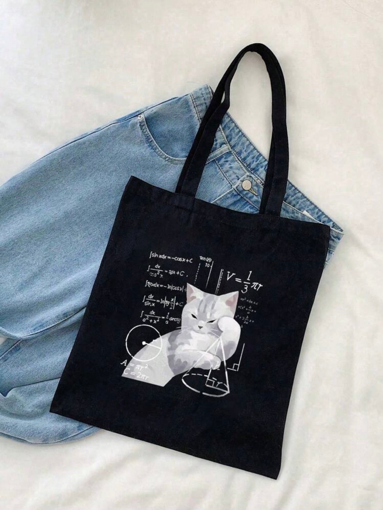 CAT MATHS TOTE BAG BLACK