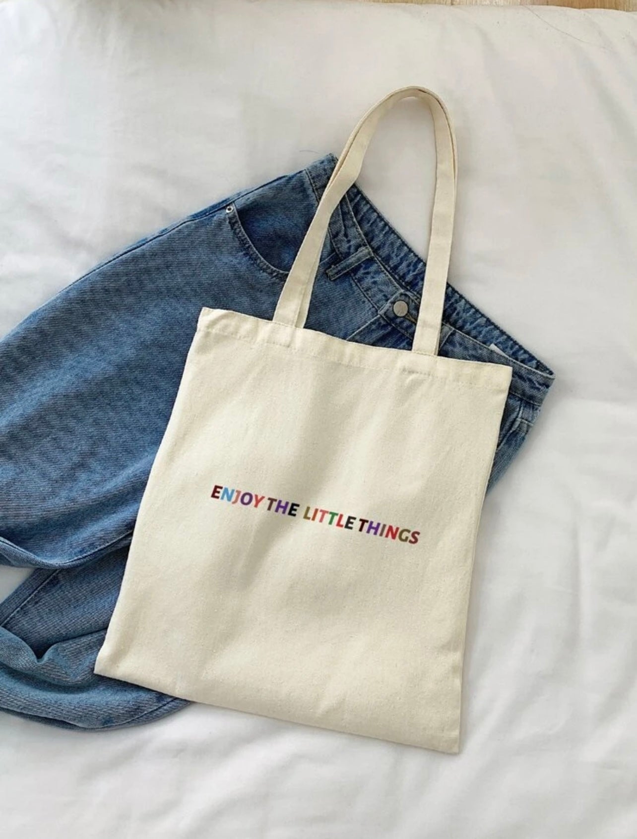 ENJOY THE LITTLE THINGS TOTE BAG BEIGE