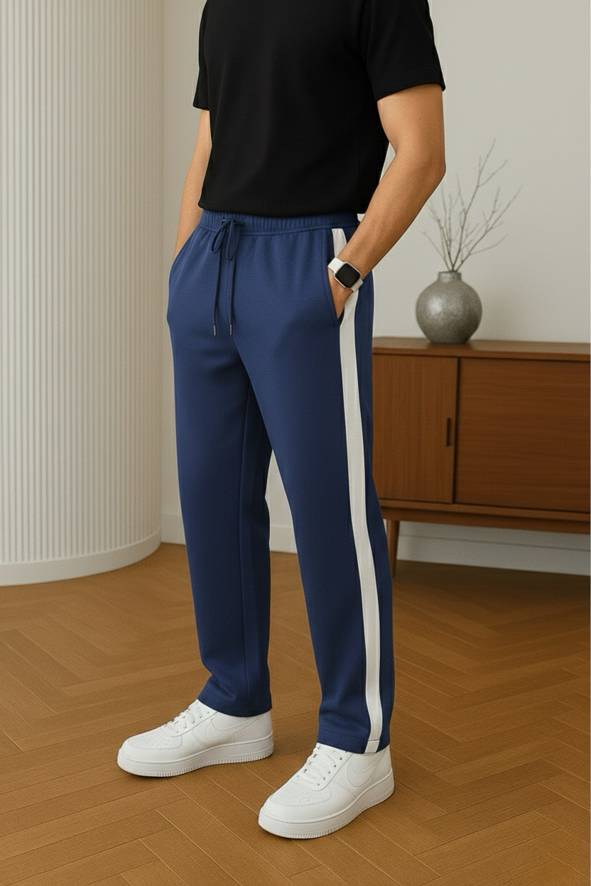 NAVY PANEL SWEATPANTS