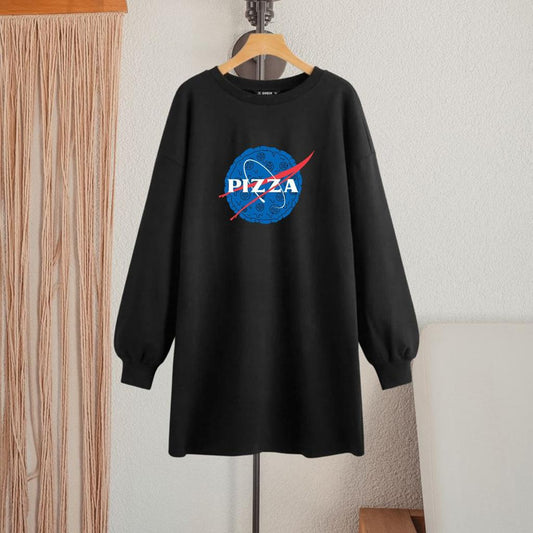 LONG LENGTH SWEATSHIRT BLACK PIZZA NASA