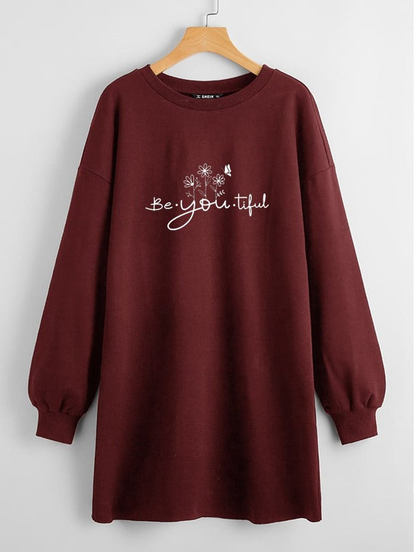 LONG LENGTH SWEATSHIRT MAROON BE YOU TIFUL