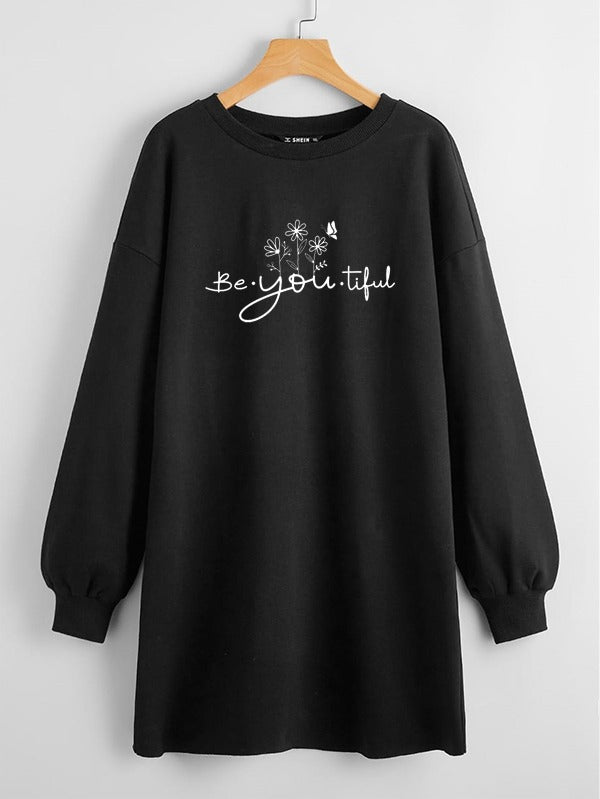 LONG LENGTH SWEATSHIRT BLACK BE YOU TIFUL