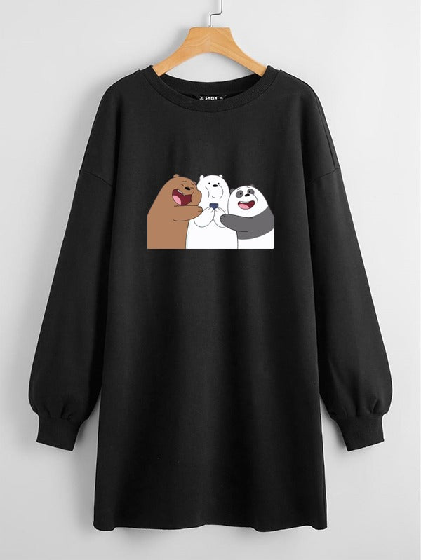 LONG LENGTH SWEATSHIRT BLACK TOGETHER BEARS