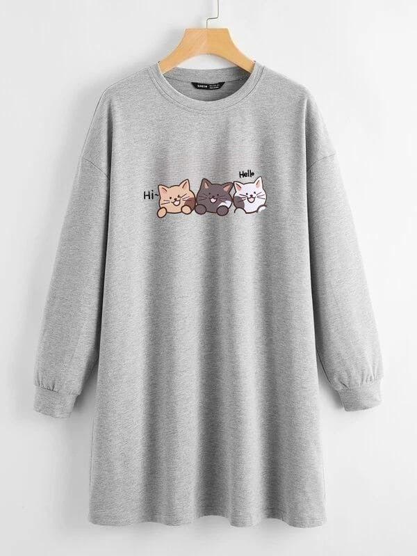 LONG LENGTH SWEATSHIRT HI HELLO CATS