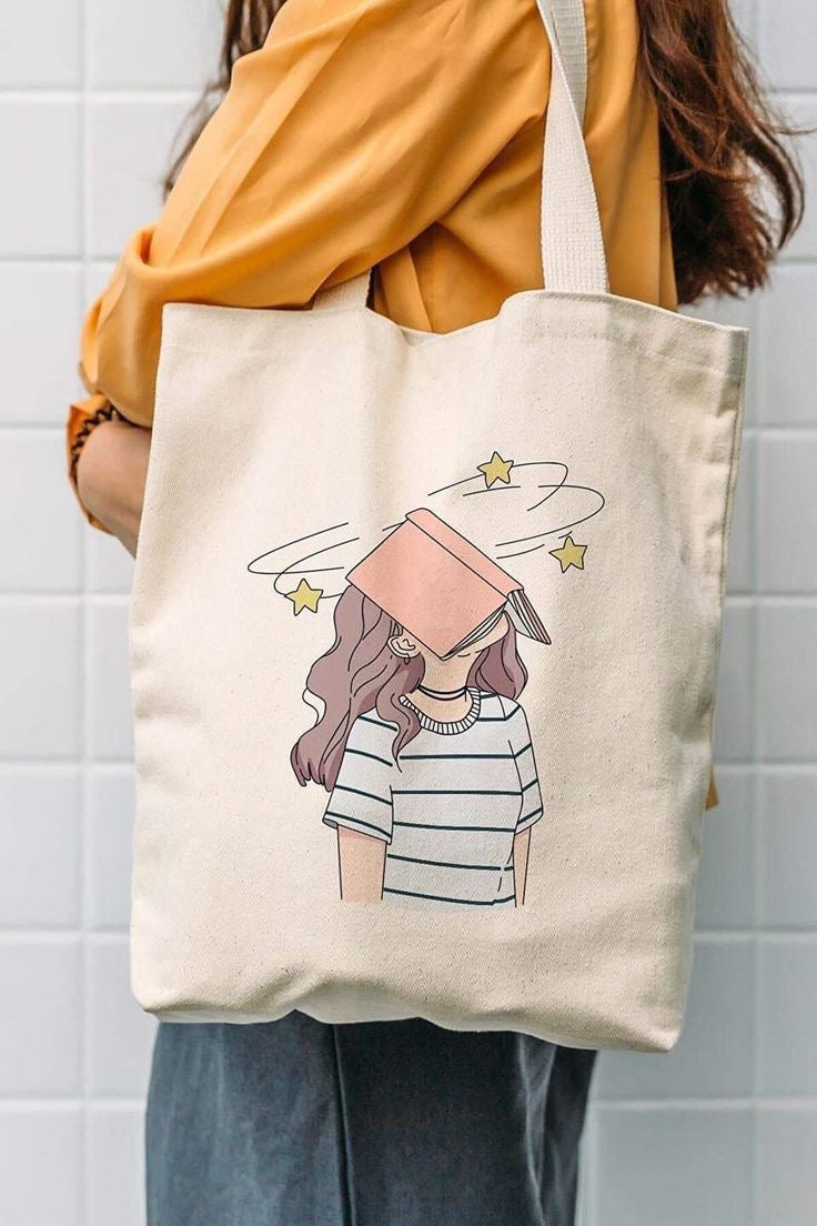 GIRL BOOK TOTE BAG BEIGE