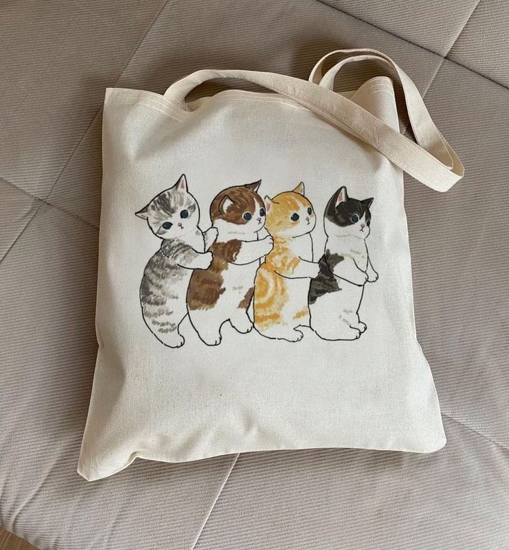 4 CATS TOTE BAG BEIGE