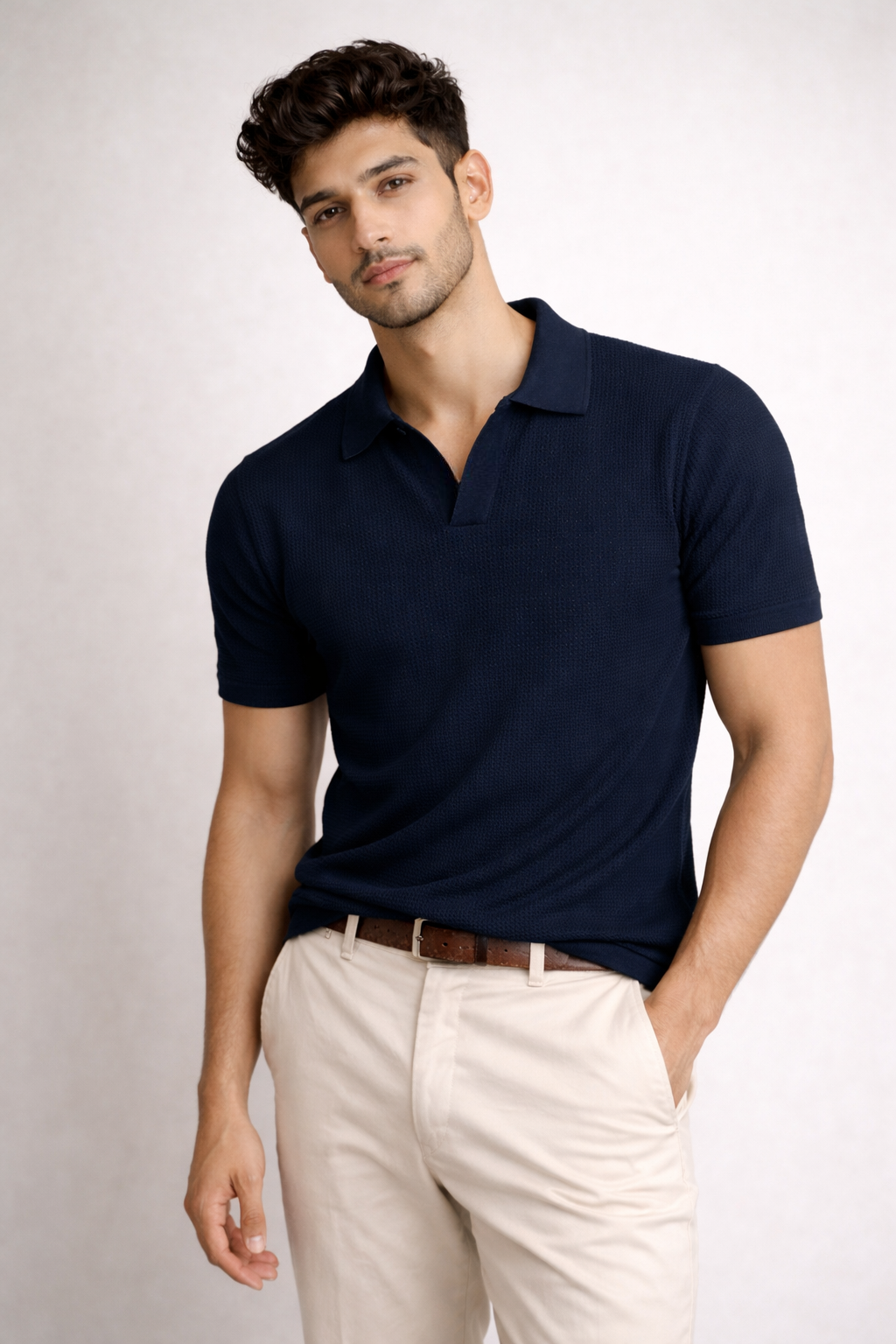 Honeycomb Polo Navy