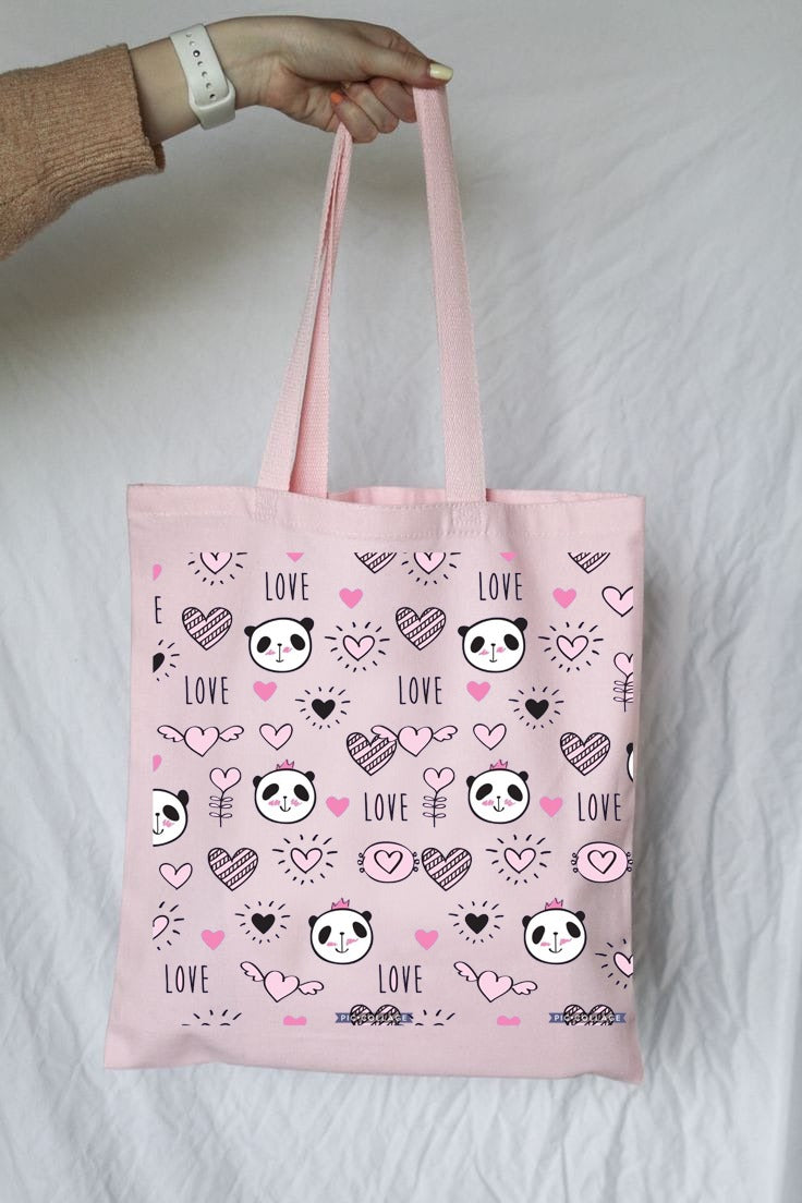LOVE PANDA ALLOVER TOTE BAG PINK