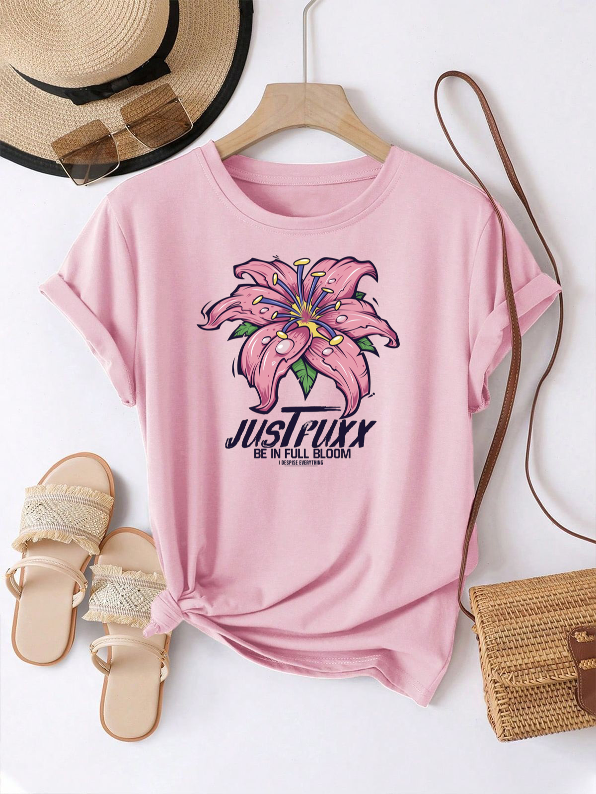 Pink Full Bloom Round Neck Tshirt