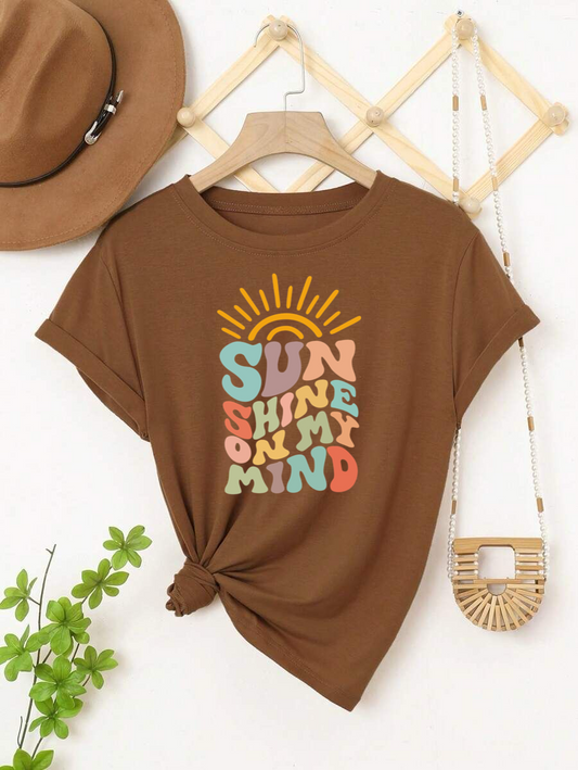 Brown Sunshine Round Neck Tshirt