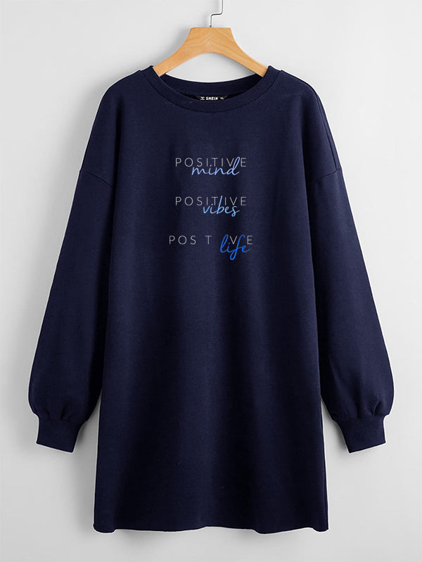 LONG LENGTH SWEATSHIRT NAVY BLUE POSITIVE MIND