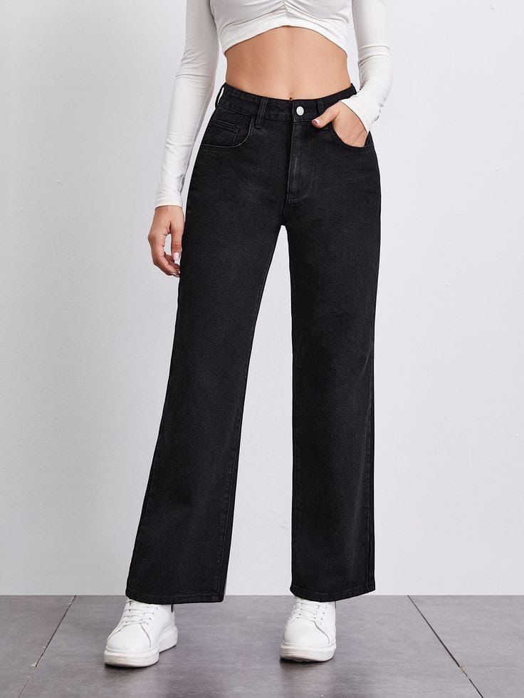 BLACK WIDE LEG JEANS