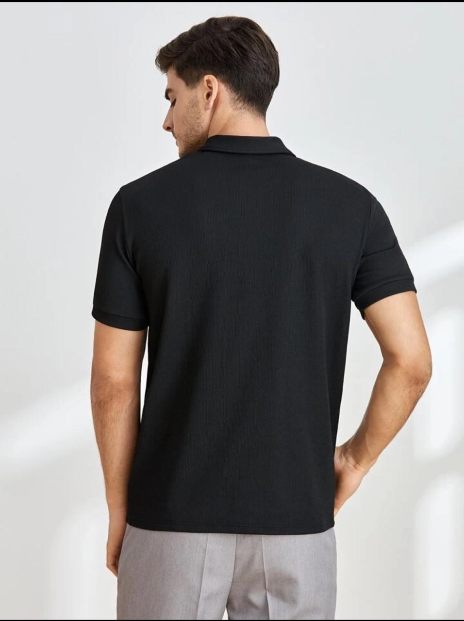 QUARTER ZIPUP POLO TSHIRT BLACK