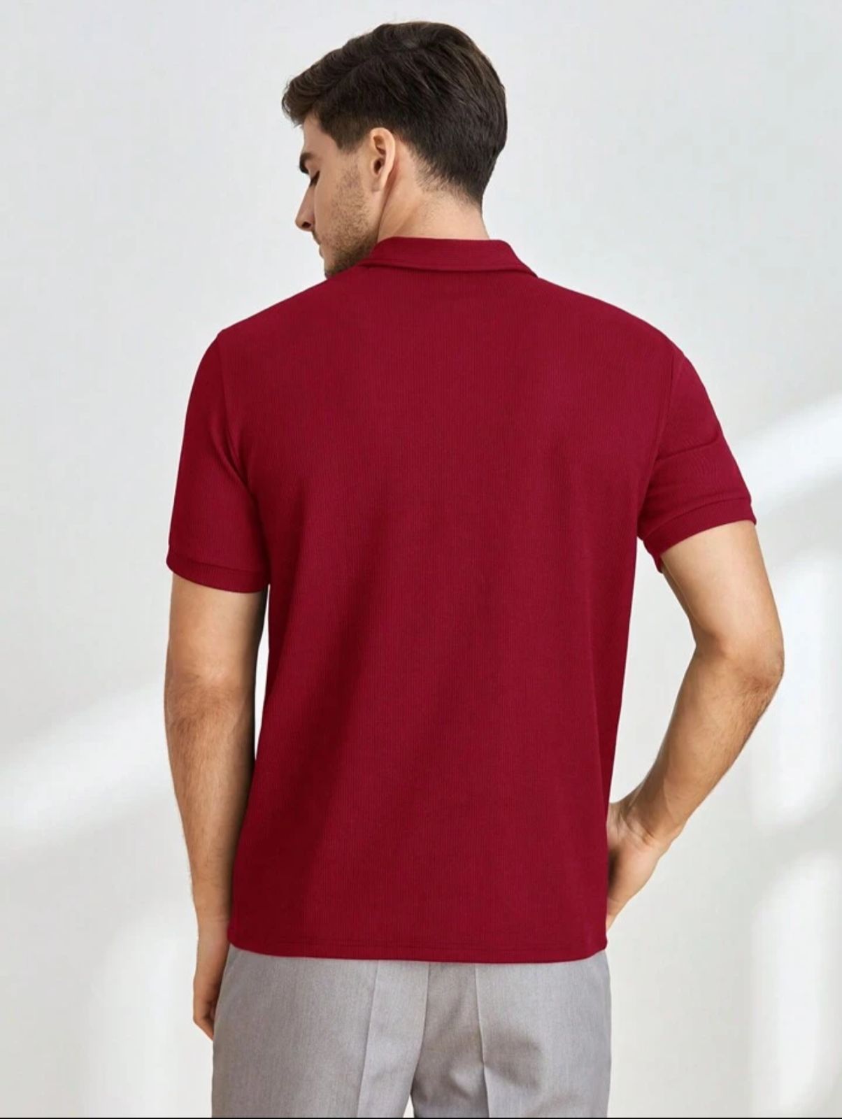 QUARTER ZIPUP POLO TSHIRT MAROON