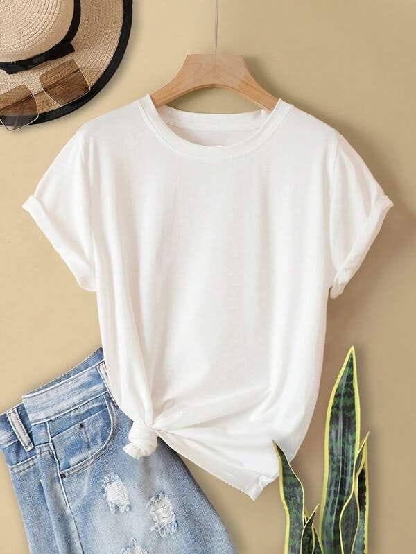 BASIC WHITE HALF SLEEVES TSHIRT
