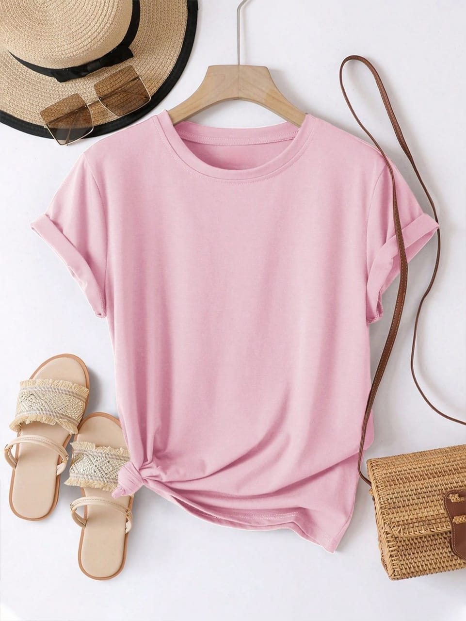 BASIC PINK HALF SLEEVES TSHIRT