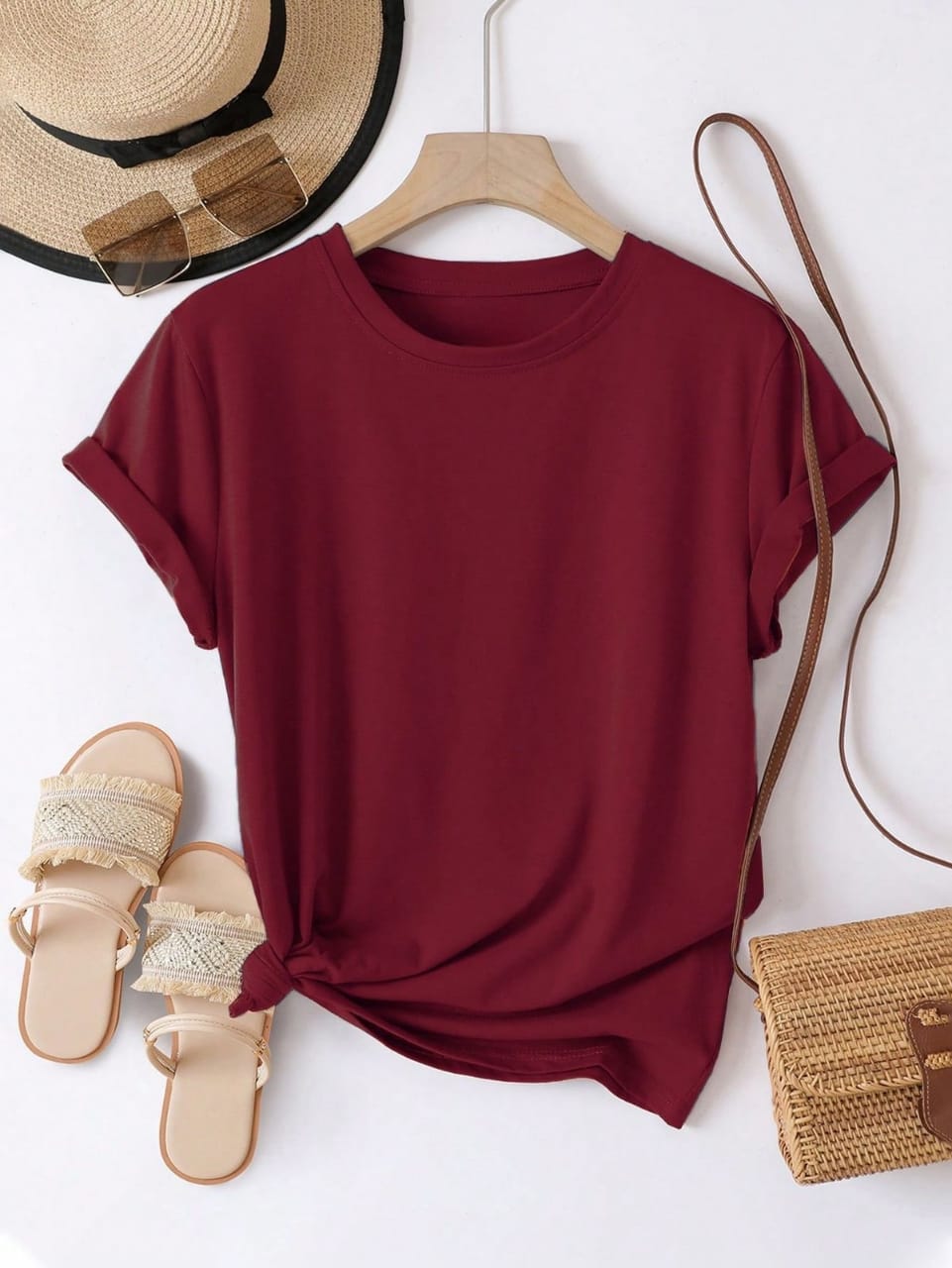 BASIC MAROON HALF SLEEVES TSHIRT