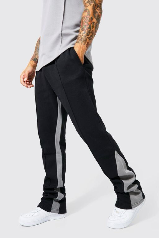 MAN SLIM STACKED FLARE CONTRAST GUSSET JOGGER Black with Steel Grey