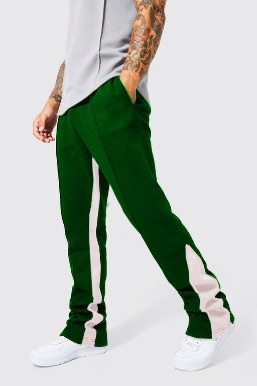 MAN SLIM STACKED FLARE CONTRAST GUSSET JOGGER Bottle Green with White