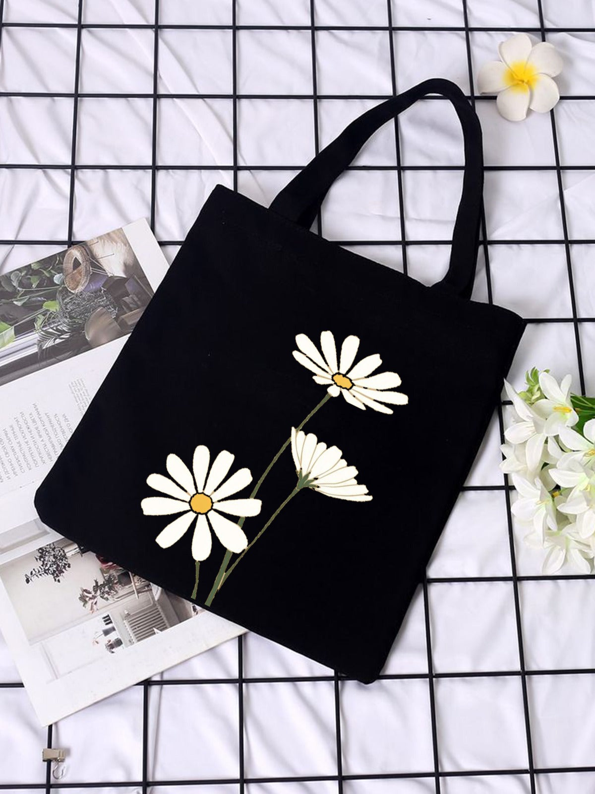 DAISY TOTE BAG BLACK