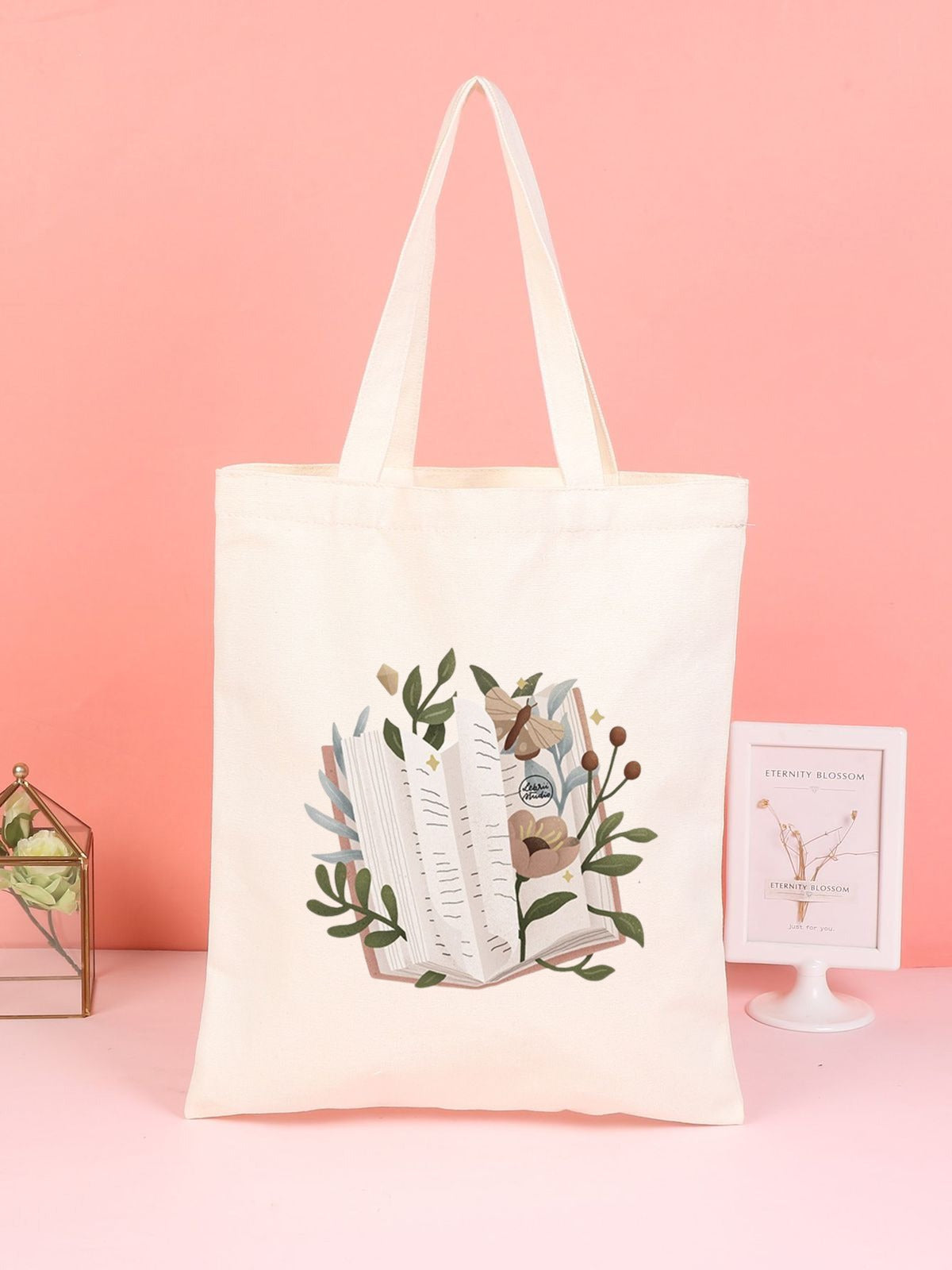 BOOK FLOWER 3D TOTE BAG BEIGE