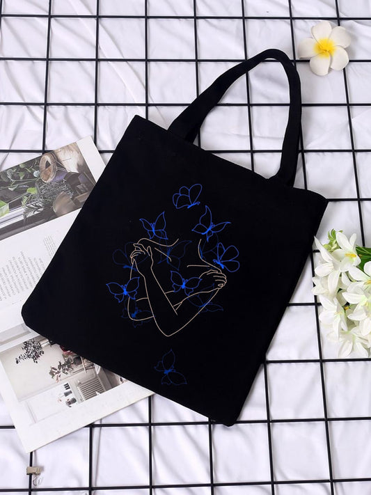 GLOW BUTTERFLY TOTE BAG BLACK