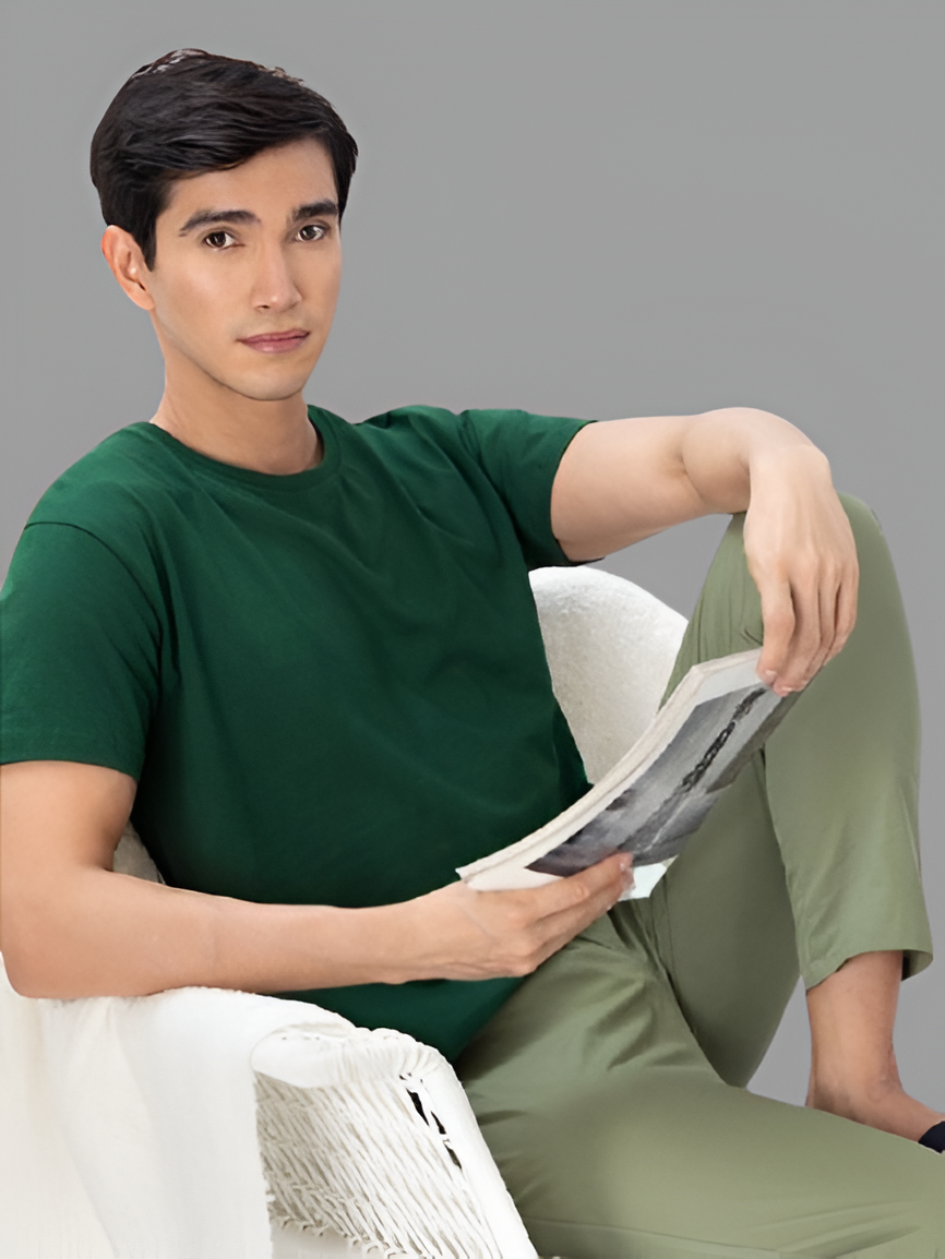 BASIC BOTTLE GREEN HALF SLEEVES TSHIRT