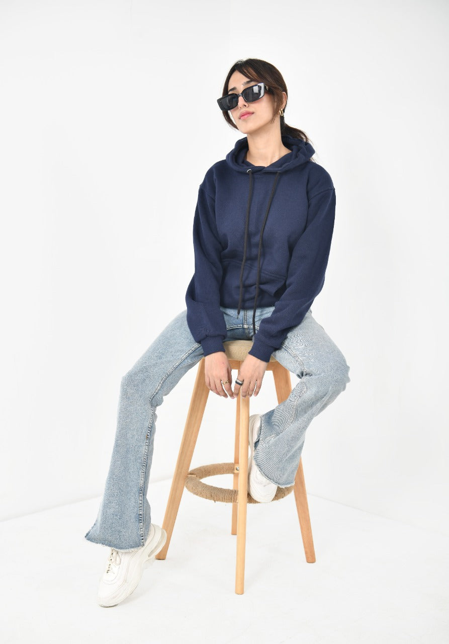 UNISEX BASIC NAVY BLUE HOODIE