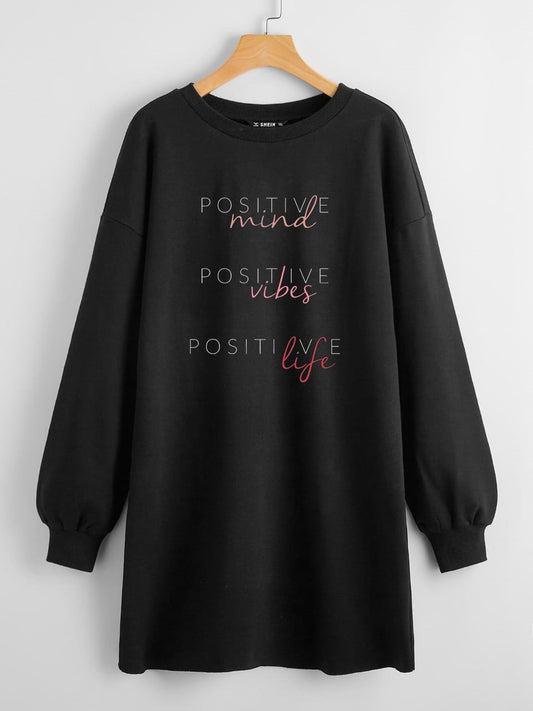 LONG LENGTH SWEATSHIRT POSITIVE MIND VIBES LIFE