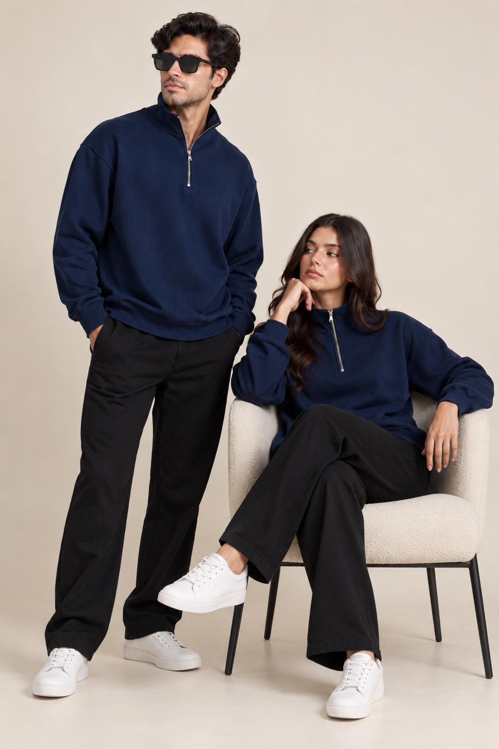 Quarter Zip Sweatshirt Navy