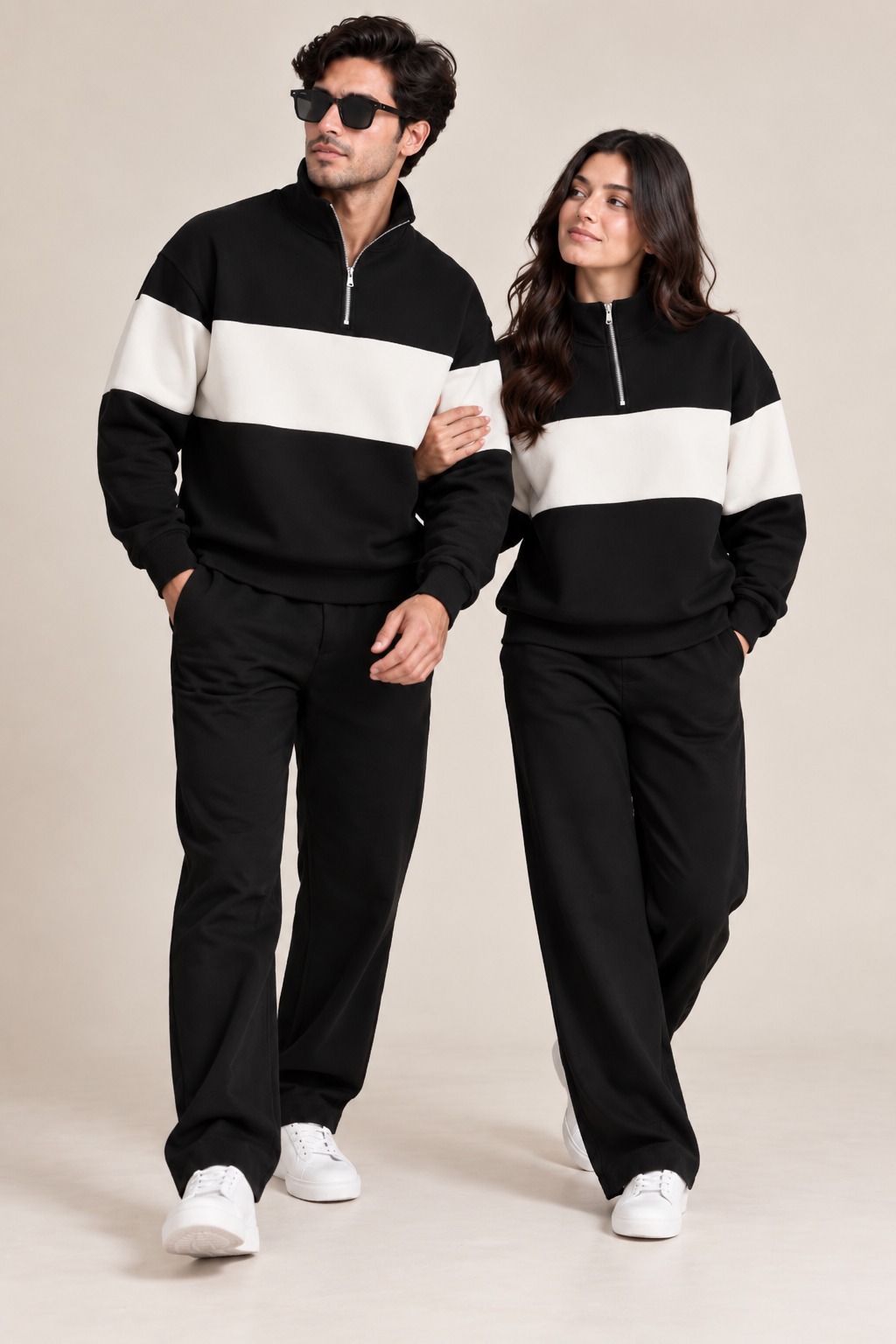 Quarter Zip Sweatshirt Zebra