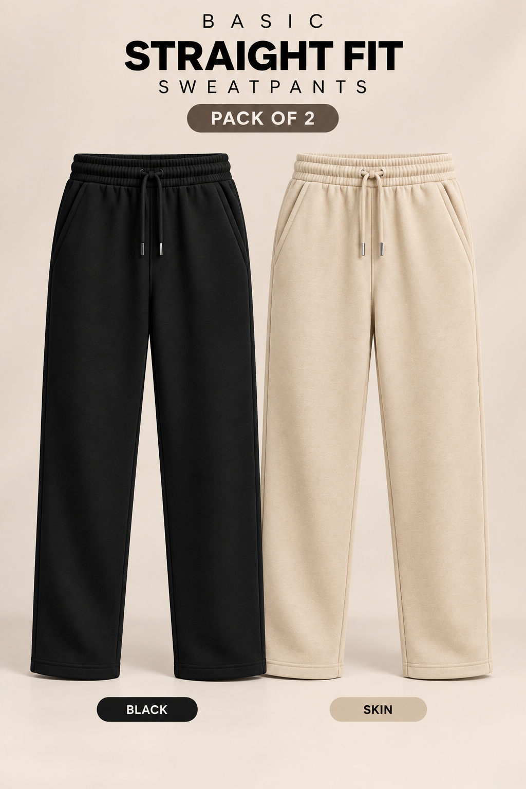 Pack Of Two Sweatpants Black - Skin