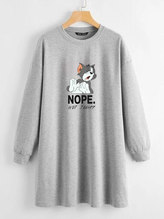 LONG LENGTH SWEATSHIRT GREY NOPE NOT TODAY