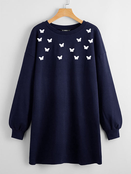 LONG LENGTH SWEATSHIRT BLACK BUTTERFLIES HEART (Copy)